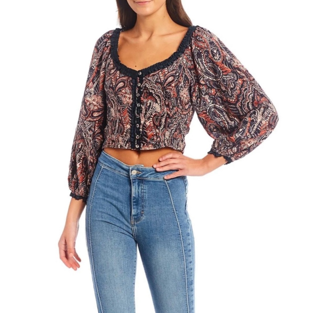 Free People Dare Me Velvet Crop Top Size Small
